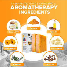 iHeart Nature close-up of turmeric soap texture highlighting natural botanicals