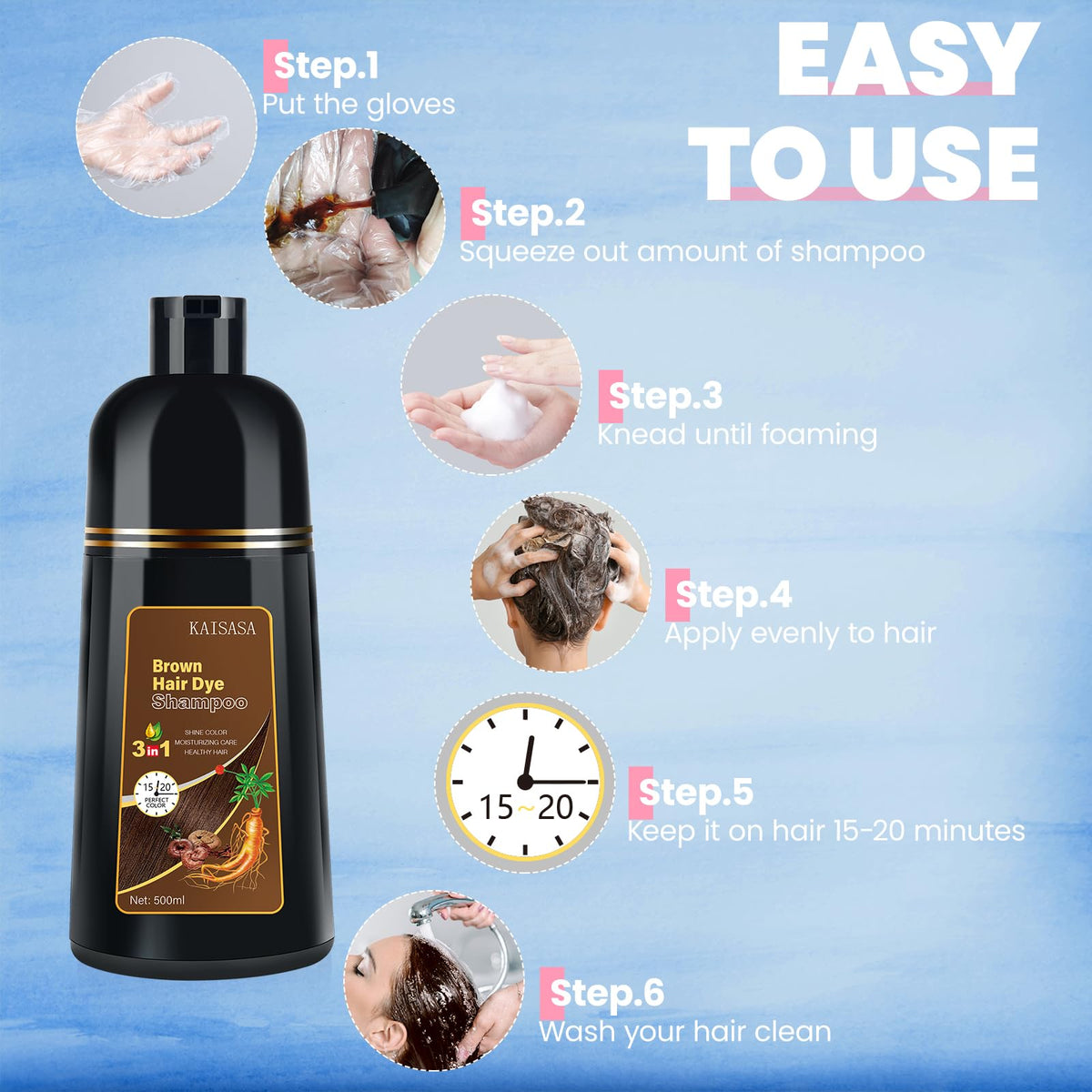 IIIMEIDU application on damp hair for quick grey coverage benefit
