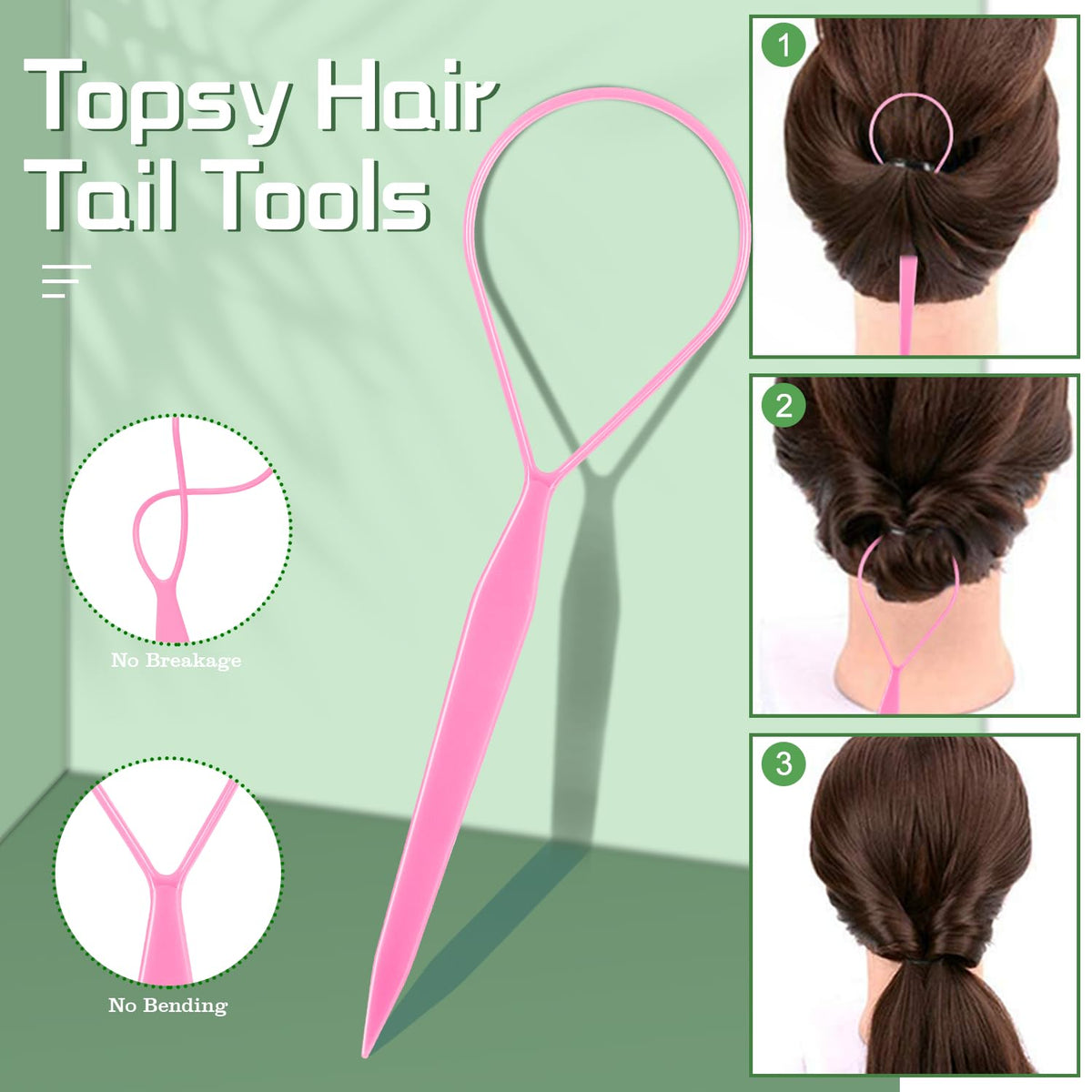 IKOCO rat-tail comb and pink clips arranged, aiding precise styling