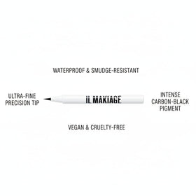 Il Makiage winged eyeliner on eye showing sharp, long-lasting definition