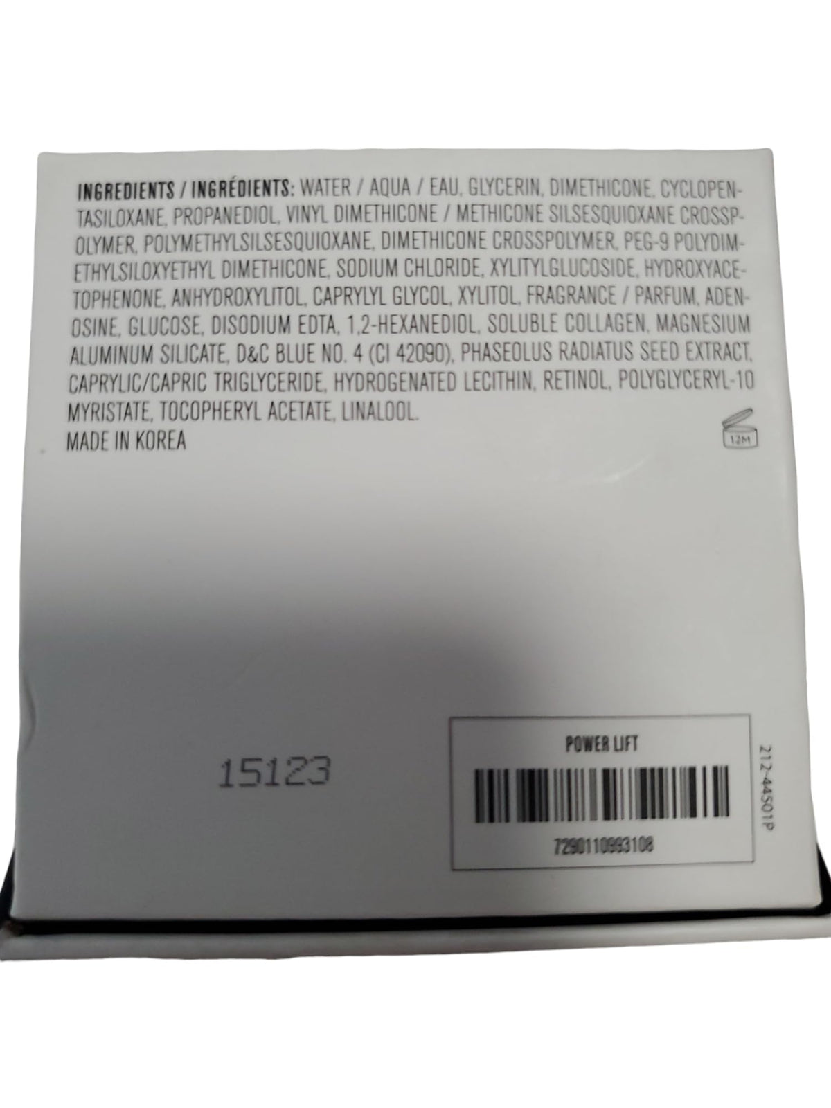 Il Makiage ingredient label detail emphasizing vegan collagen and retinol benefits