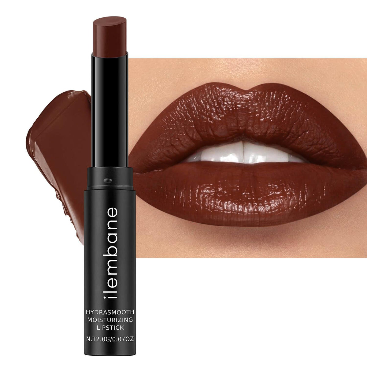 ilembane front tube showing Cocoa Bliss shade and sleek packaging for easy carry