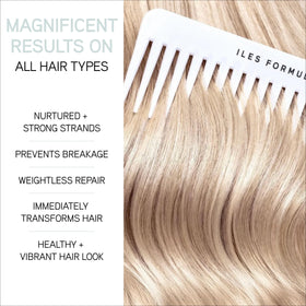ILES FORMULA after-wash sleek shiny hair showing frizz control benefit