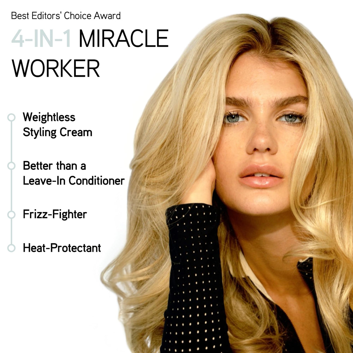 ILES FORMULA cream texture on fingertips, lightweight formula for smooth hair