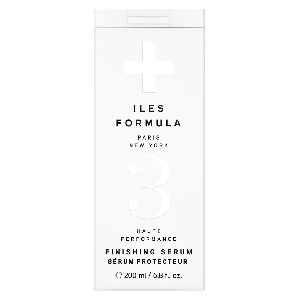 ILES FORMULA front packaging showing bottle and label, promotes salon-quality styling