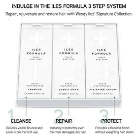 ILES FORMULA label close-up highlighting sulfate- and silicone-free benefit