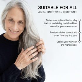 ILES FORMULA styled finish lifestyle image showing glossy, frizz-controlled hair and movement
