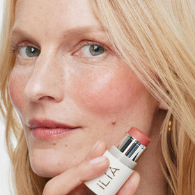 ILIA lip application in Watermelon Pink giving fresh, youthful tint