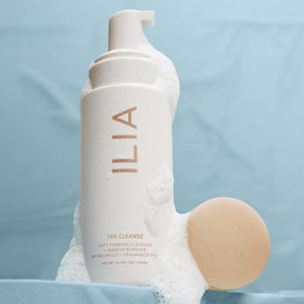 ILIA soft foam texture close-up illustrating rich lather that cleans without drying