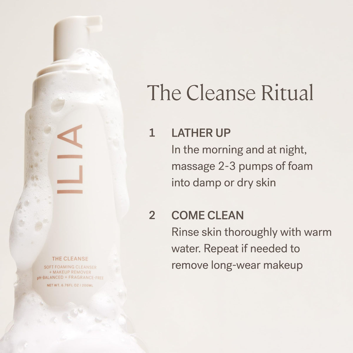 ILIA label showing 200 ml size and clean formulation for confident purchase