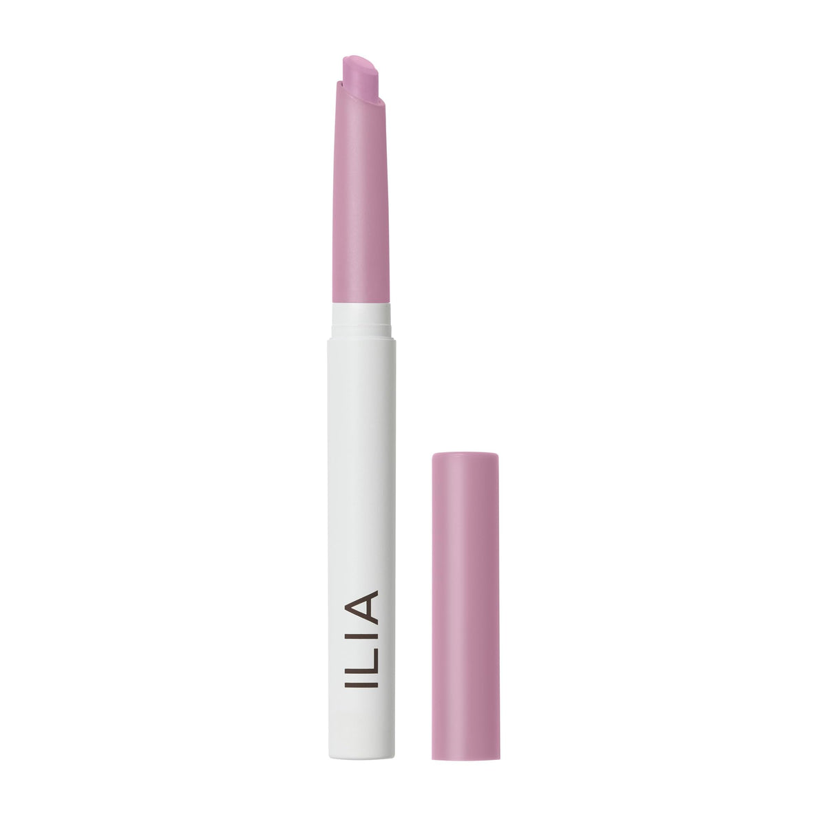 ILIA Eye Stylus front view showing compact stick and matte lilac shade for versatile wear