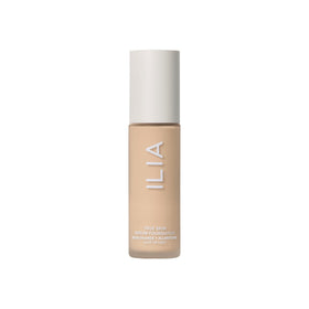 ILIA model wearing foundation showing natural finish and skin-like result