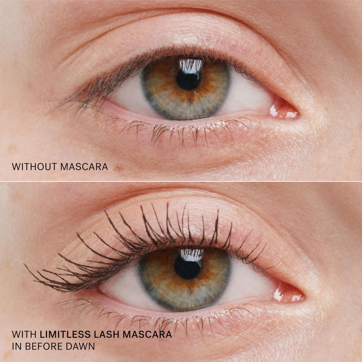 ILIA applying mascara to lower lashes showing precise separation and no clumps