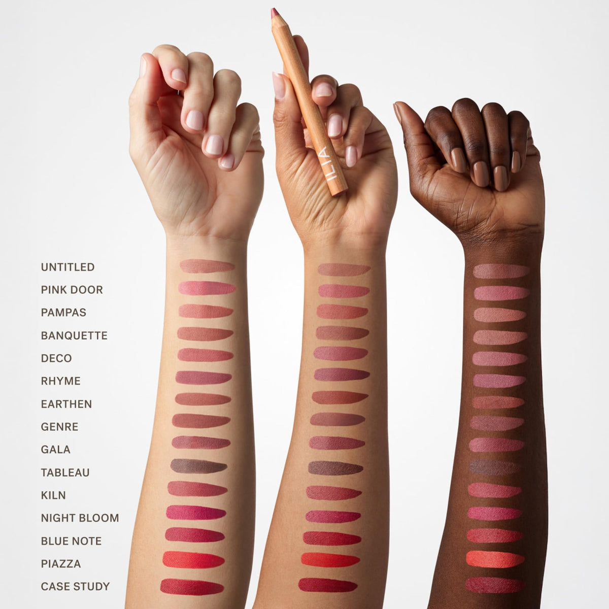 ILIA lip sketch crayon tip close-up revealing smooth glide for precise lines