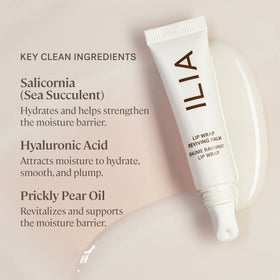 ILIA before-and-after lips comparison showing smoother, plumper-looking results