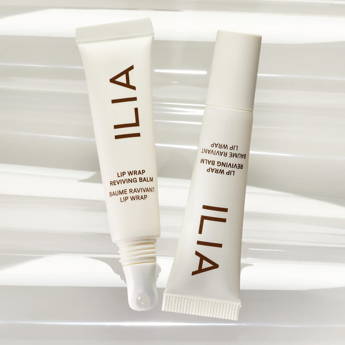 ILIA balm texture swirl on surface illustrating smooth, lightweight consistency