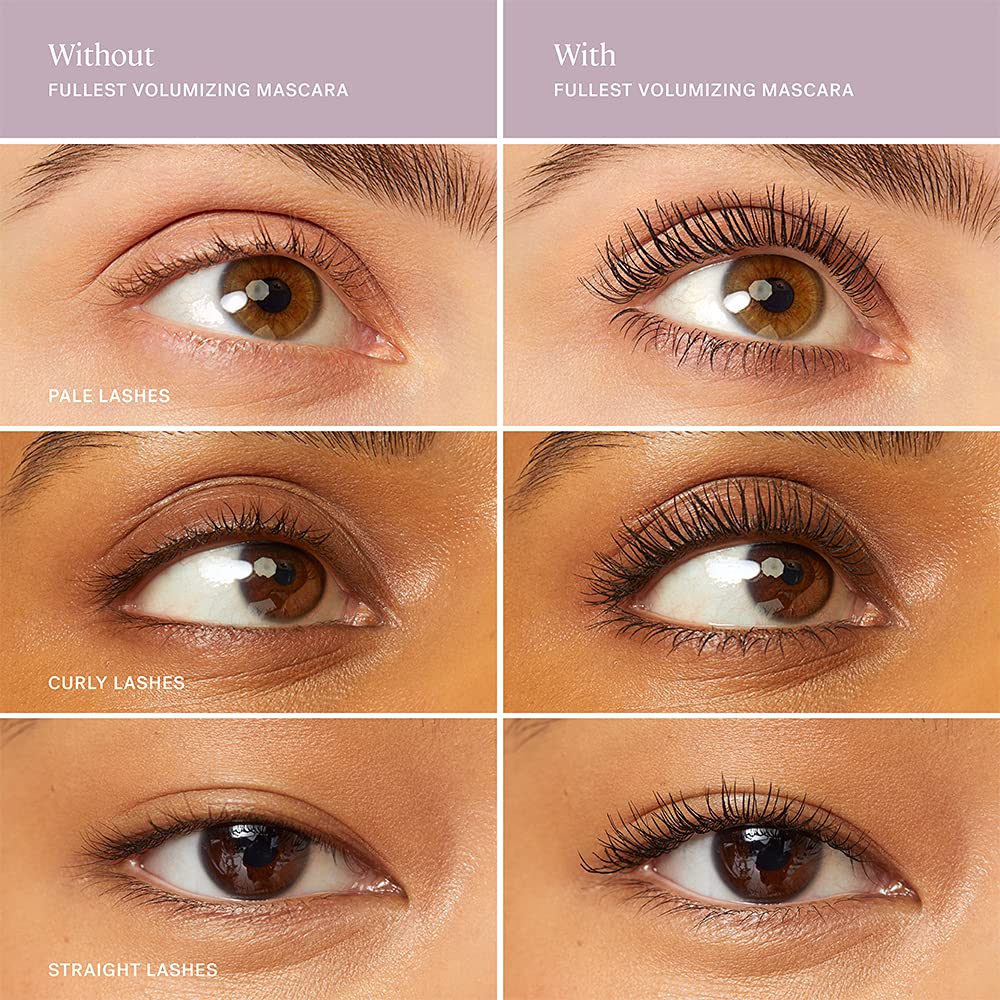 ILIA before and after lashes demonstrating fuller, thicker look