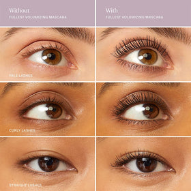 ILIA before and after lashes demonstrating fuller, thicker look