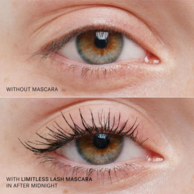 ILIA mascara on model showing lifted lashes and natural finish