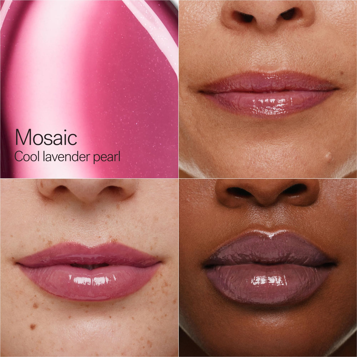 ILIA close-up of applicator and glossy texture, highlights smooth non-sticky finish