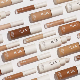 ILIA product styled on vanity conveying clean routine and sustainable benefit