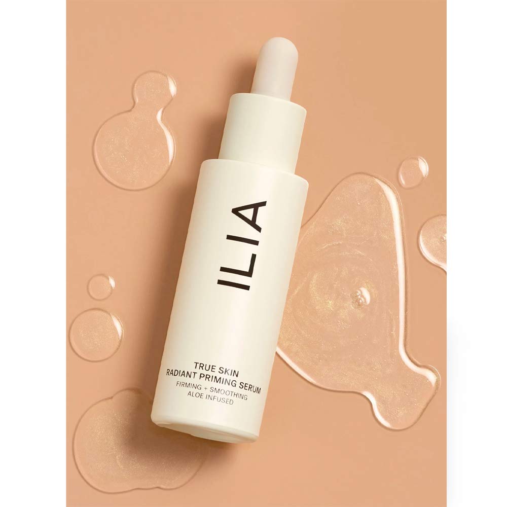 ILIA serum applied before foundation demonstrating smoother application benefit