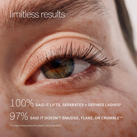 ILIA mascara next to ruler showing compact travel-friendly size