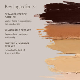 ILIA alongside botanical ingredients showing ceramide-peptide and kelp benefits
