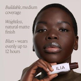 ILIA product with box flatlay highlighting clean formulation and labeling