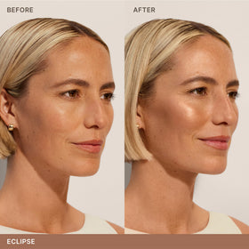 ILIA bronzer on brush ready to sculpt for precise, buildable warmth