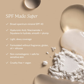 ILIA close-up shade swipe of Ora ST6 showing natural coverage and skin-evening benefit