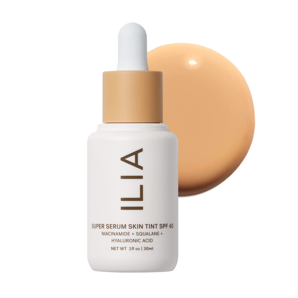 ILIA front tube showing product branding and compact travel-friendly packaging