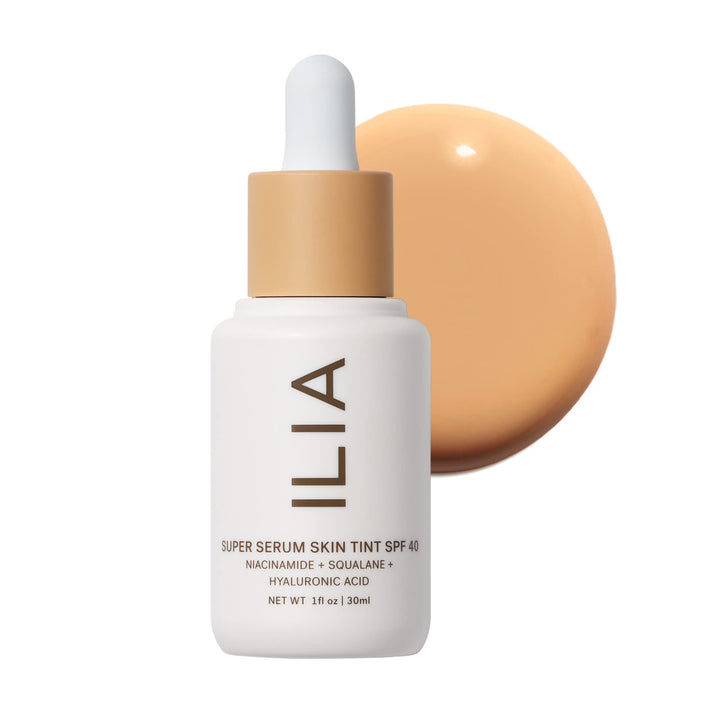 ILIA front tube showing product branding and compact travel-friendly packaging