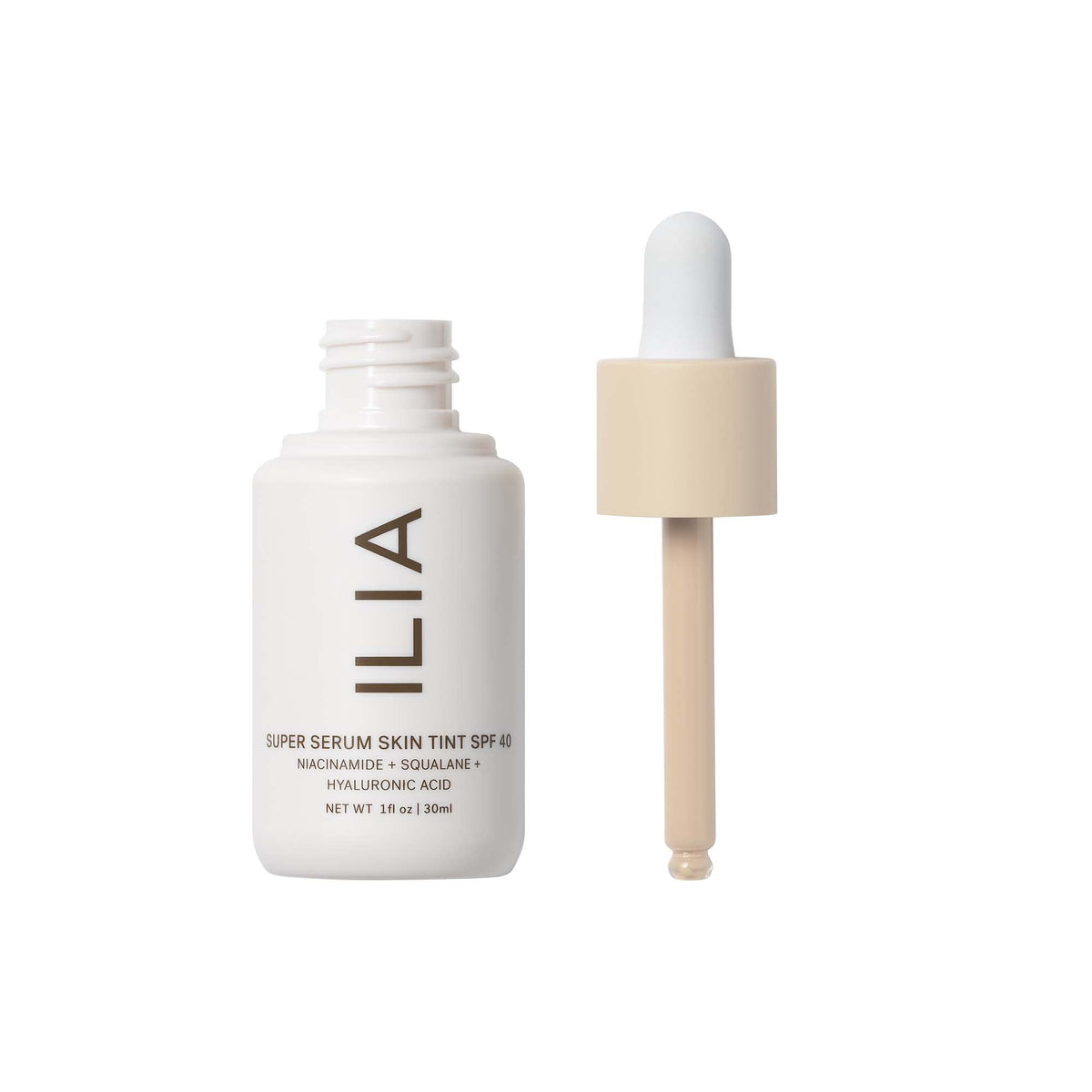 ILIA close-up texture droplet highlighting dewy hydration and smooth finish