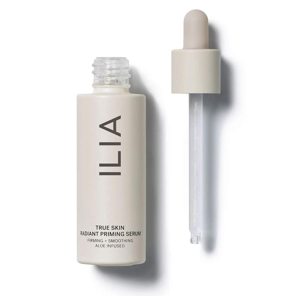 ILIA front bottle view showing clean packaging and product benefit