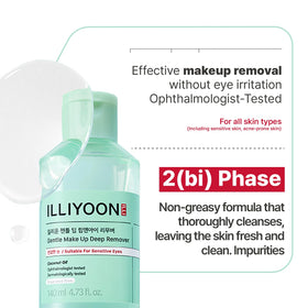 Illiyoon on cotton pad removing mascara, gentle removal for sensitive eyes