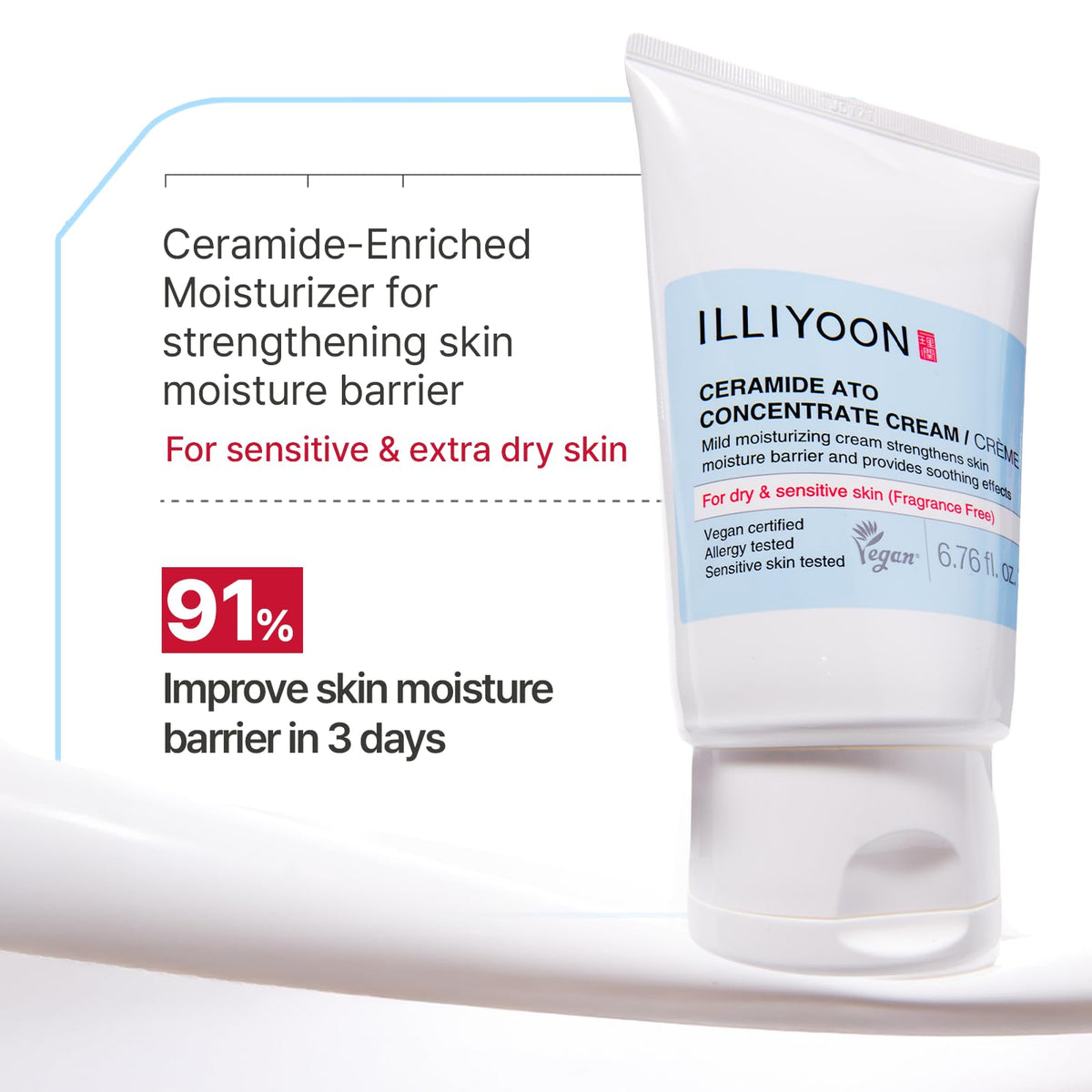 Illiyoon cream on a spatula ready to apply illustrating hygienic use