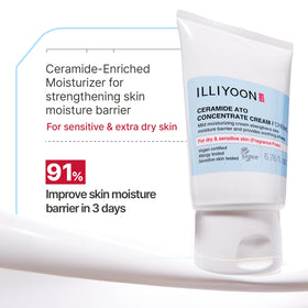 Illiyoon open jar with cream swipe showing rich moisture and gentle feel benefit