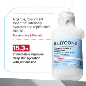 Illiyoon closeup of ingredient label highlighting ceramide support benefit