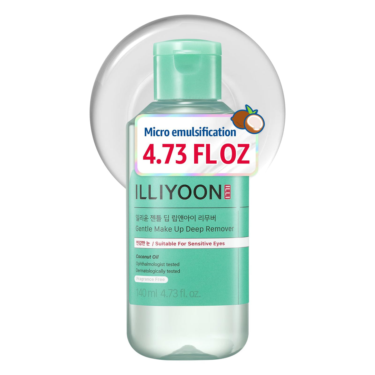 Illiyoon front bottle showing label and clear two‑phase formula, fast makeup removal