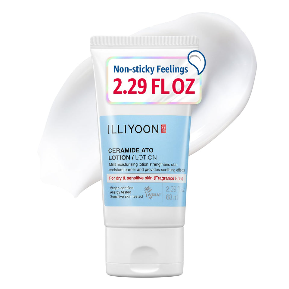 Illiyoon bottle front view showing pump and compact travel size benefit