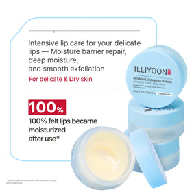 Illiyoon lip mask being swiped on lips, demonstrates barrier repair and hydration