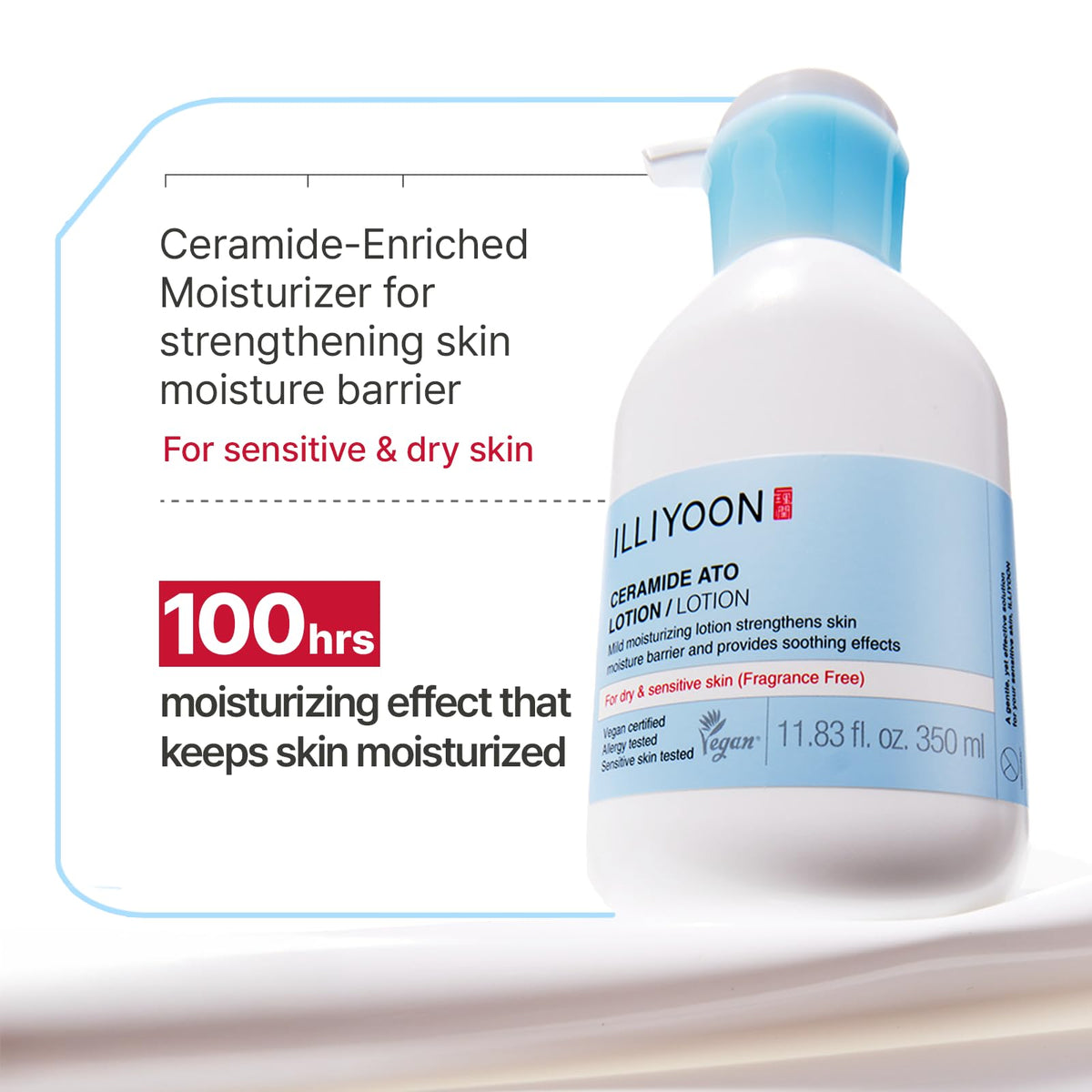Illiyoon creamy lotion texture spread on skin for fast absorption benefit