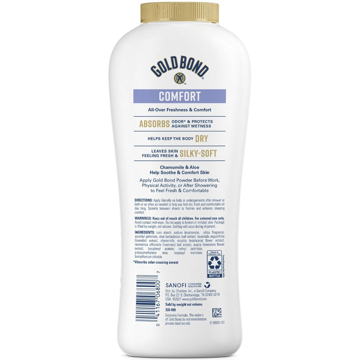 Illuminations Gold Bond top shaker cap highlighting easy controlled dispensing