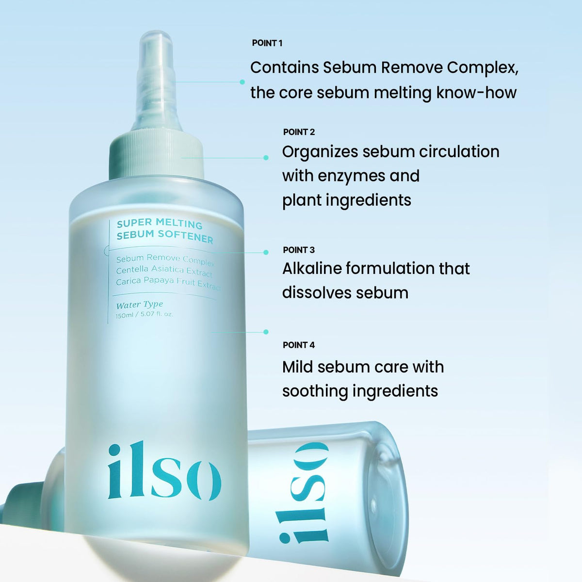 ilso cotton pad soaked with softener on skin, demonstrates application