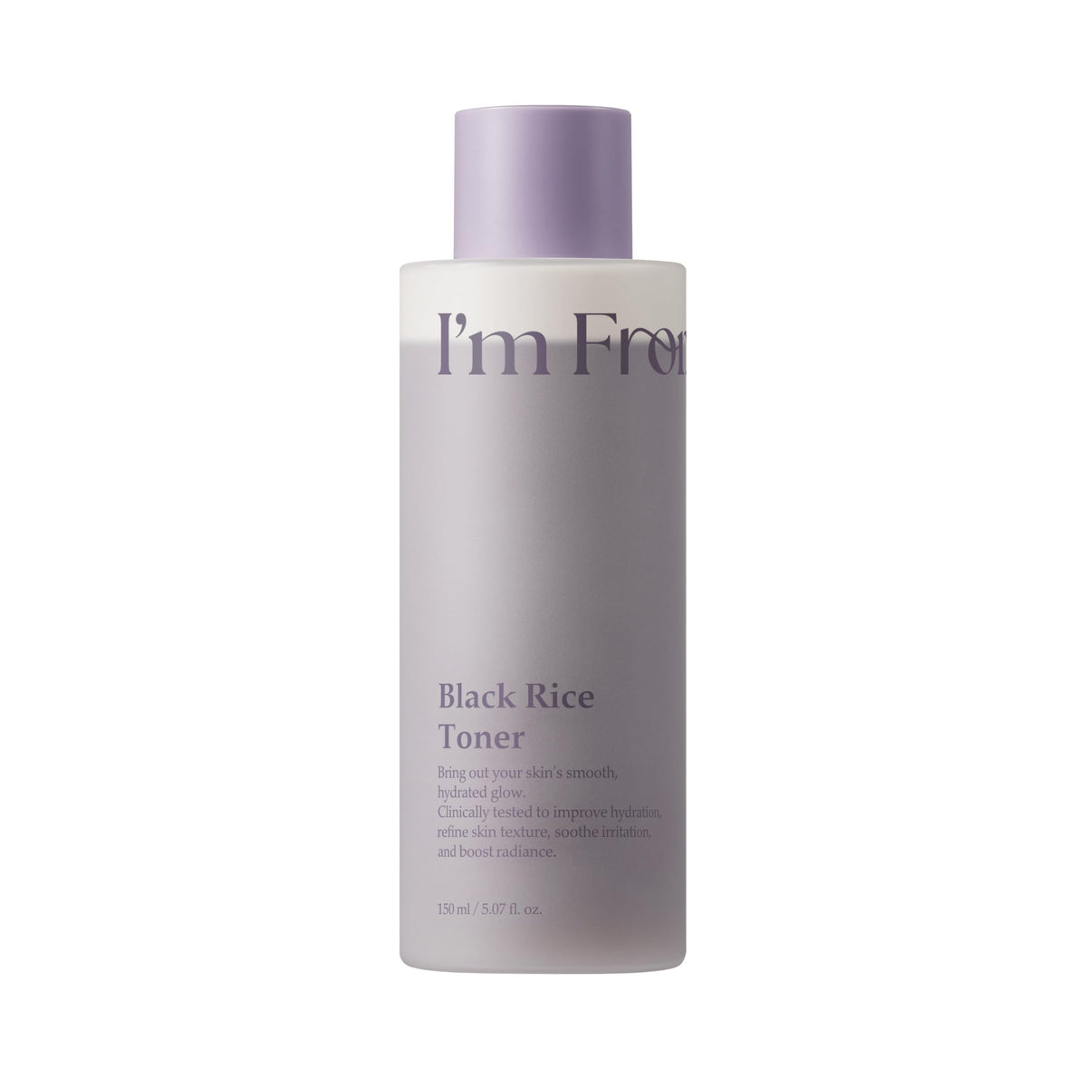 I'm from black rice toner front packaging showing bottle and label for clear identification