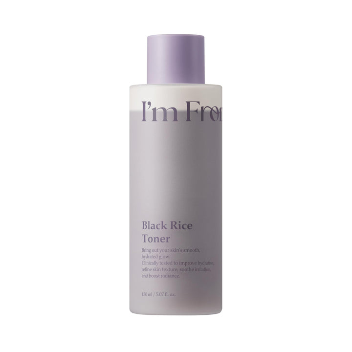 I'm from black rice toner front packaging showing bottle and label for clear identification