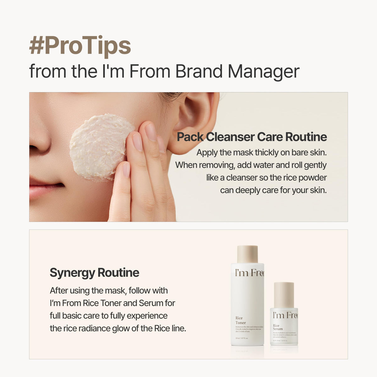 I'm From Rice Mask being rinsed off showing easy removal and comfort