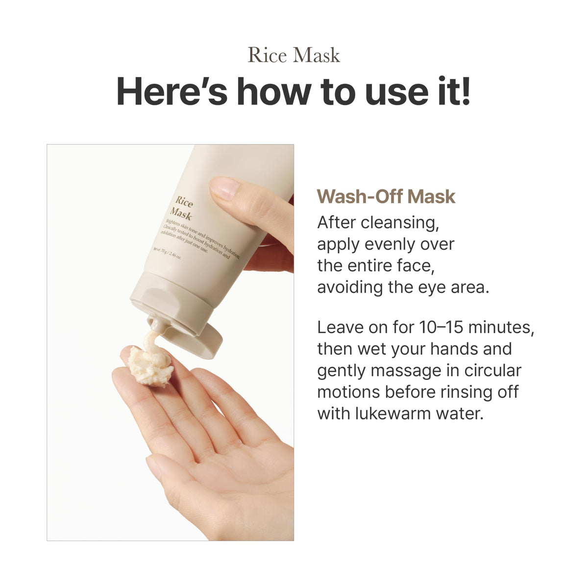 I'm From Rice Mask next to hand for scale indicating compact travel-friendly size