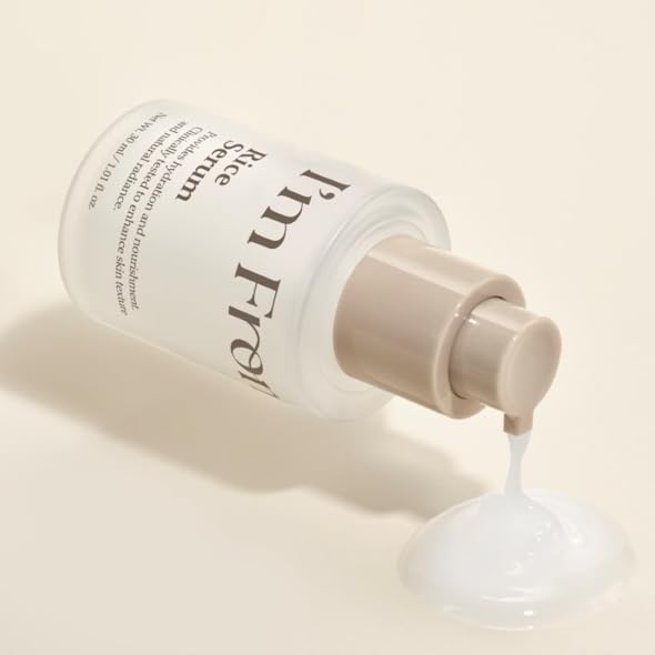 I'm From rice serum on bathroom shelf in lifestyle setting for daily routine support